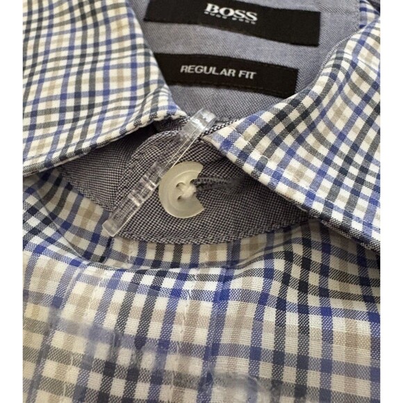 HUGO BOSS Modern Essentials Button Down Shirt Men's XL Reg Fit Blue White Check - Picture 11 of 11